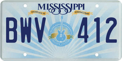 MS license plate BWV412