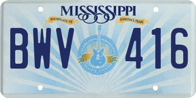 MS license plate BWV416