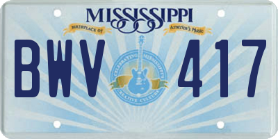 MS license plate BWV417