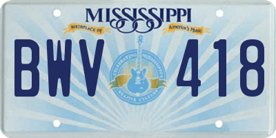 MS license plate BWV418