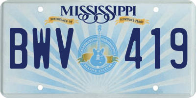 MS license plate BWV419