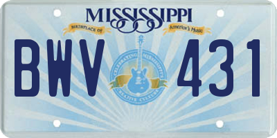 MS license plate BWV431