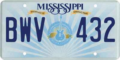 MS license plate BWV432