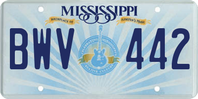 MS license plate BWV442