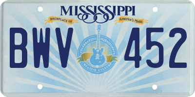 MS license plate BWV452