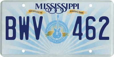 MS license plate BWV462