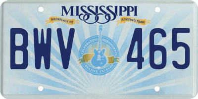 MS license plate BWV465