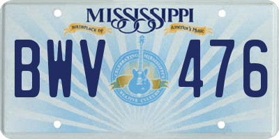 MS license plate BWV476