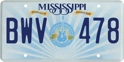 MS license plate BWV478