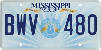 MS license plate BWV480