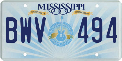 MS license plate BWV494
