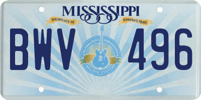MS license plate BWV496
