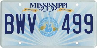 MS license plate BWV499