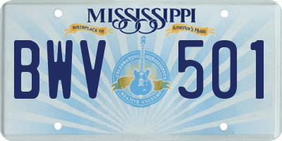 MS license plate BWV501