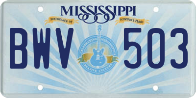 MS license plate BWV503