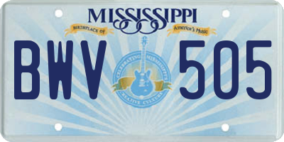 MS license plate BWV505