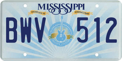 MS license plate BWV512