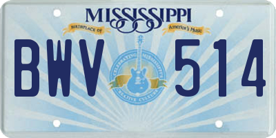 MS license plate BWV514