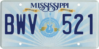 MS license plate BWV521