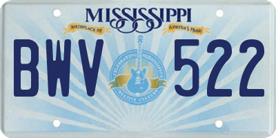 MS license plate BWV522