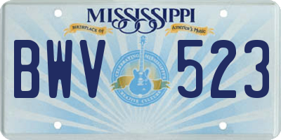 MS license plate BWV523