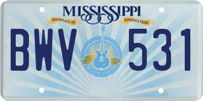 MS license plate BWV531