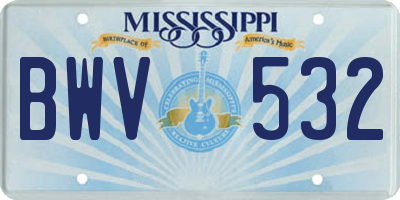 MS license plate BWV532