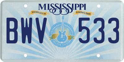 MS license plate BWV533