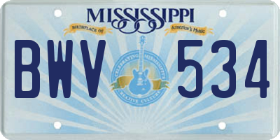 MS license plate BWV534