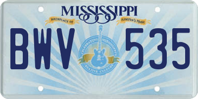 MS license plate BWV535
