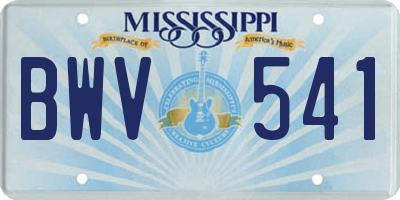 MS license plate BWV541