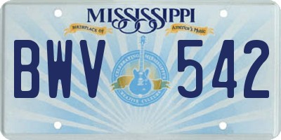 MS license plate BWV542