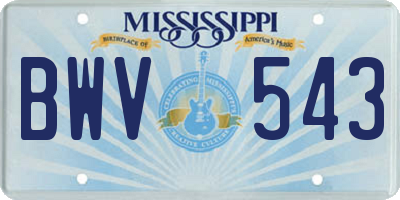 MS license plate BWV543