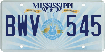 MS license plate BWV545