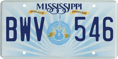 MS license plate BWV546