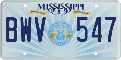 MS license plate BWV547