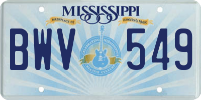 MS license plate BWV549