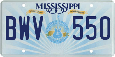 MS license plate BWV550