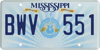 MS license plate BWV551