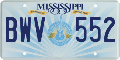MS license plate BWV552