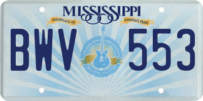 MS license plate BWV553