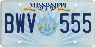 MS license plate BWV555