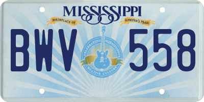 MS license plate BWV558