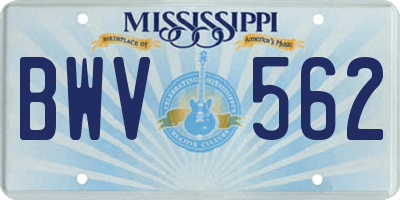 MS license plate BWV562