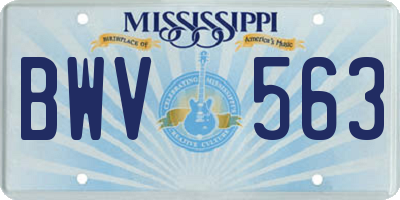 MS license plate BWV563