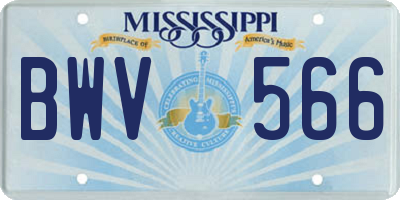 MS license plate BWV566
