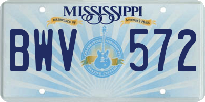 MS license plate BWV572
