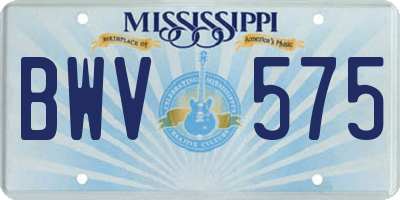 MS license plate BWV575