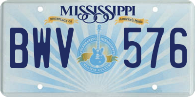 MS license plate BWV576