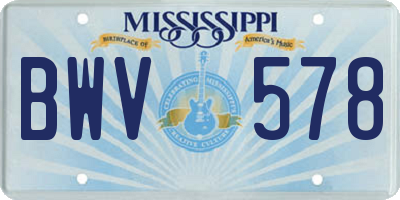 MS license plate BWV578